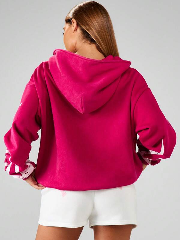Missguided X Playboy MISSGUIDED Oversized Graphic Zip Hoodie With Drawstring