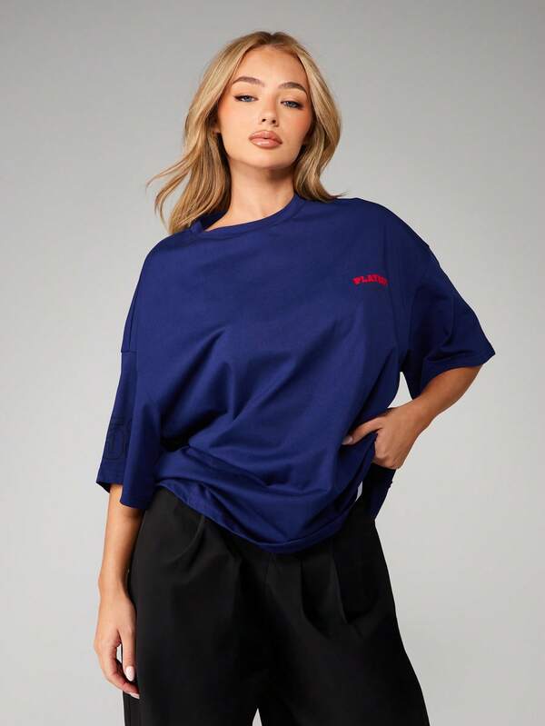 Missguided X Playboy MISSGUIDED Oversized Racing Graphic Print T Shirt