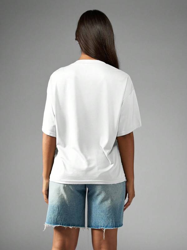 Missguided X Playboy MISSGUIDED Oversized Style Short Sleeve V Neck Comfort Logo T-Shirts