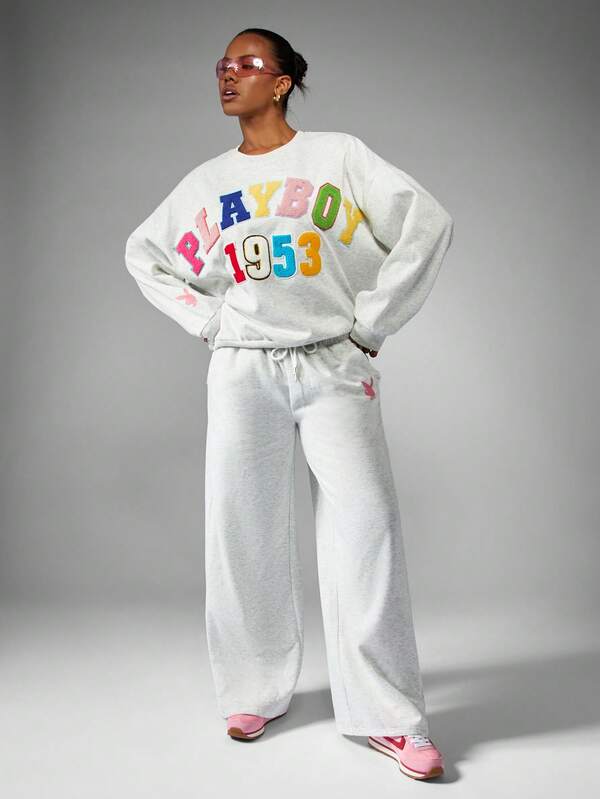 Missguided X Playboy MISSGUIDED Oversized Sweatshirt With Applique Patches