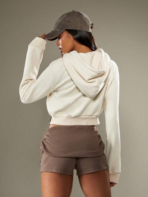 Missguided X Playboy MISSGUIDED Oversized Washed Cargo Zip Crop Hoodie