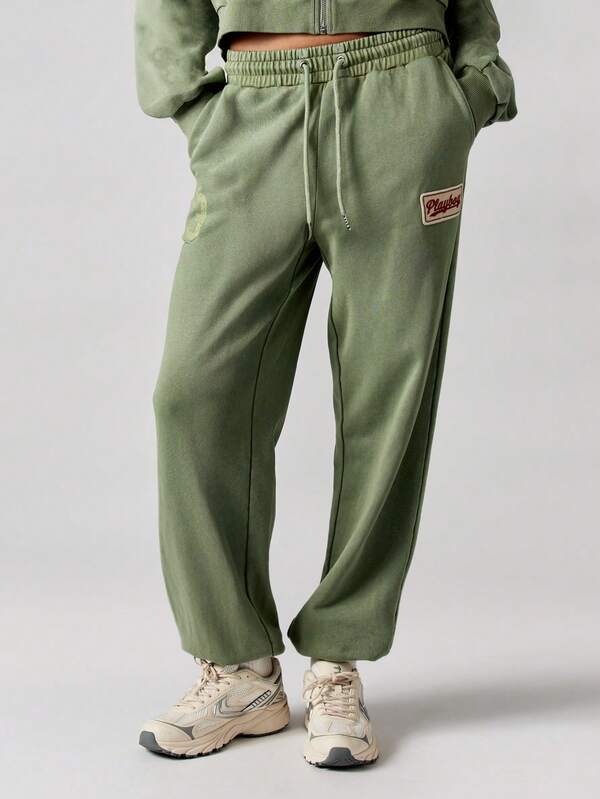 Missguided X Playboy MISSGUIDED Relaxed Fit French Terry Joggers With Cuffed Ankles