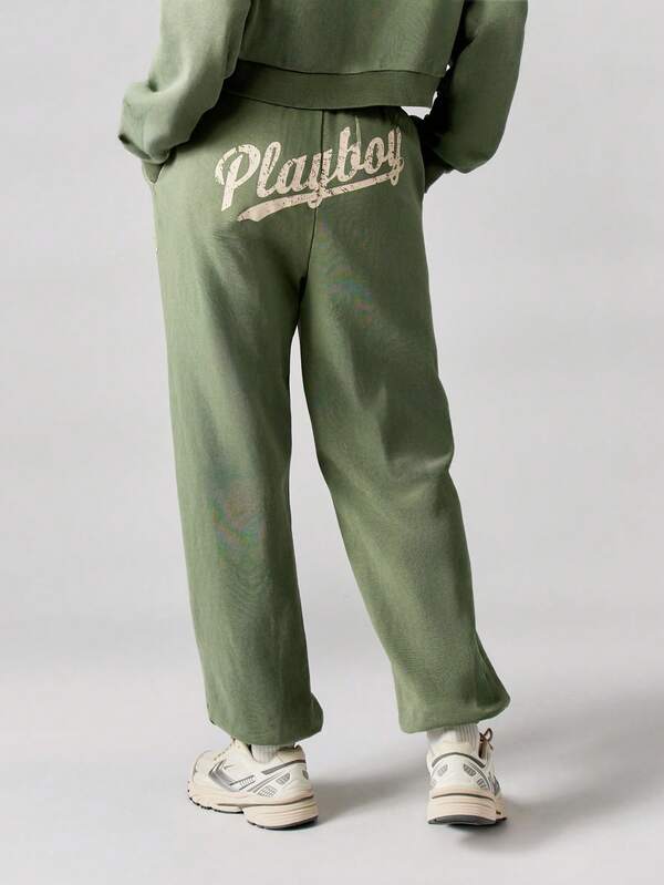 Missguided x Playboy MISSGUIDED Relaxed Fit French Terry Joggers With Cuffed Ankles