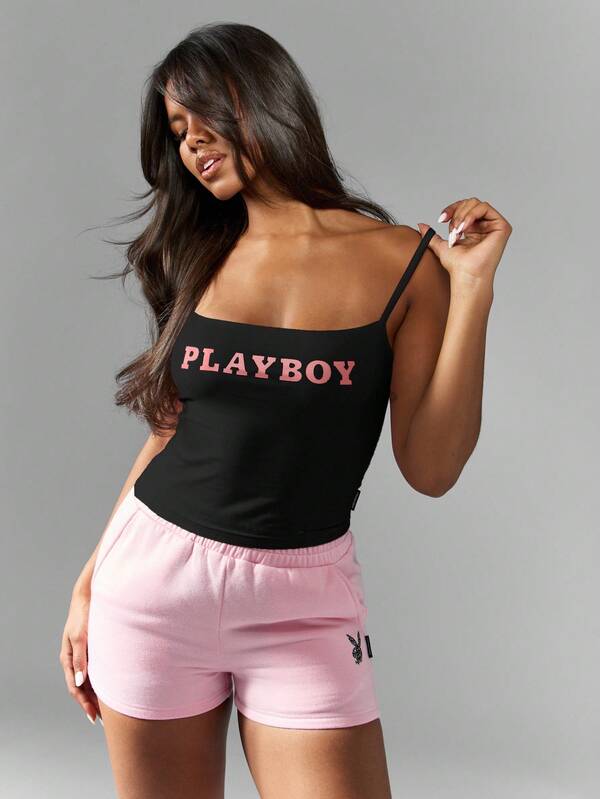 Missguided X Playboy MISSGUIDED Square Neck Cami Tank Top With Slim Fit