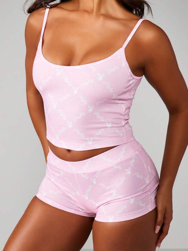 Missguided X Playboy MISSGUIDED Star Print Cami And Short Set