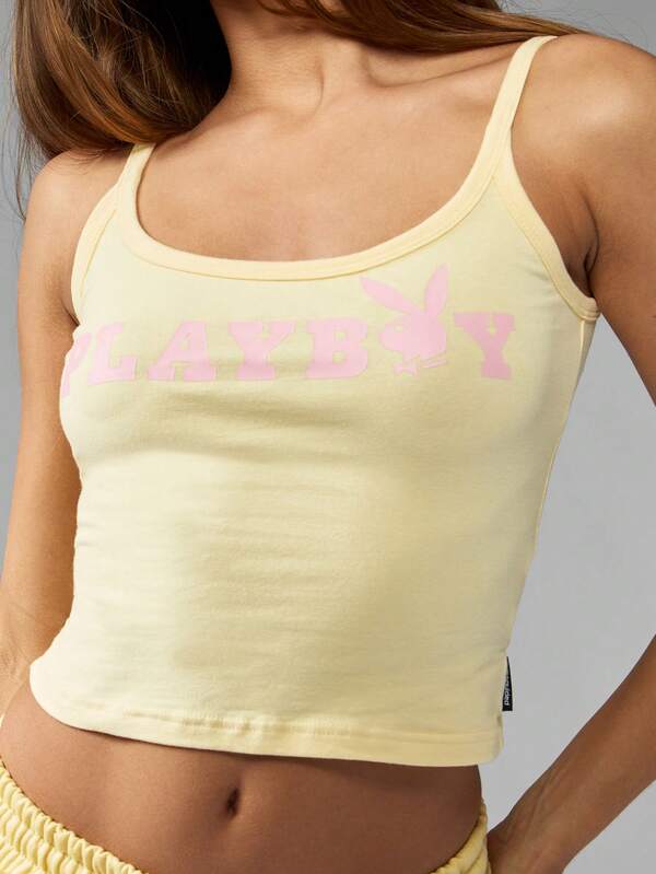 Missguided X Playboy MISSGUIDED Vintage Style Retro Bunny Logo Crop Tank Top Cami