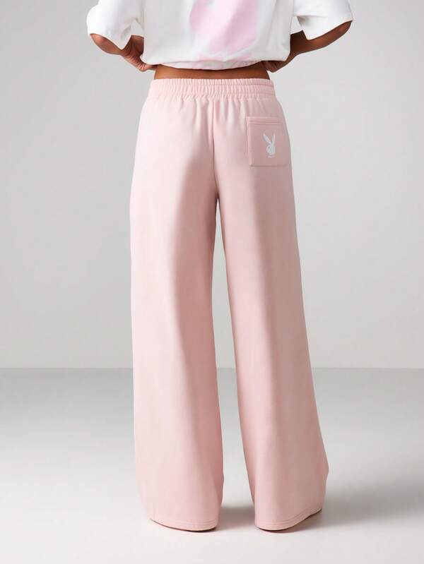 Missguided X Playboy MISSGUIDED Wide Leg Sweatpants With Drawstring Waistband
