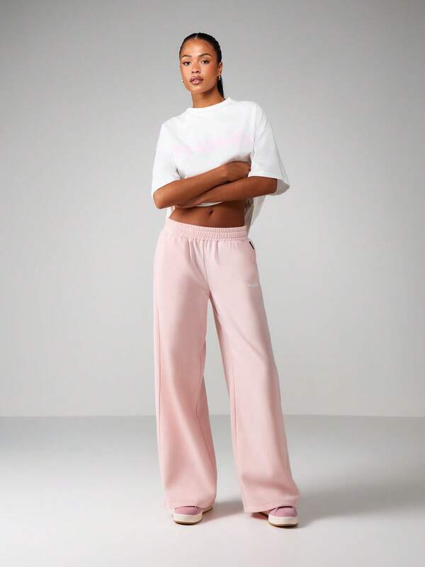 Missguided X Playboy MISSGUIDED Wide Leg Sweatpants With Drawstring Waistband