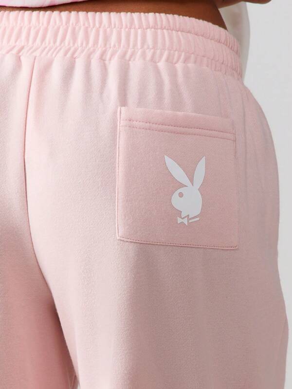 Missguided X Playboy MISSGUIDED Wide Leg Sweatpants With Drawstring Waistband