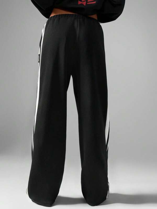 Missguided X Playboy MISSGUIDED Wide Leg Varsity Stripe Athleisure Sweatpants