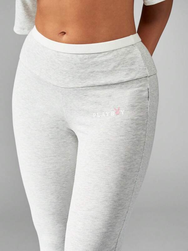 Missguided X Playboy Off Shoulder Long Pants Loungewear Two Piece Set