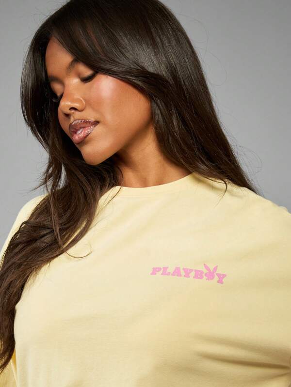 Missguided X Playboy Oversized Bunny Logo Graphic Short Sleeve Cotton Tee