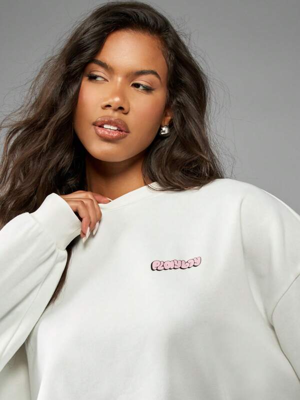 Missguided X Playboy Oversized Cherry Graphic Cozy Streetwear Sweatshirt