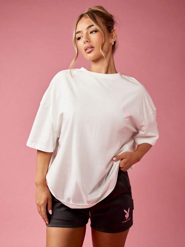 Missguided X Playboy Oversized Classic T-Shirt With Bow Print