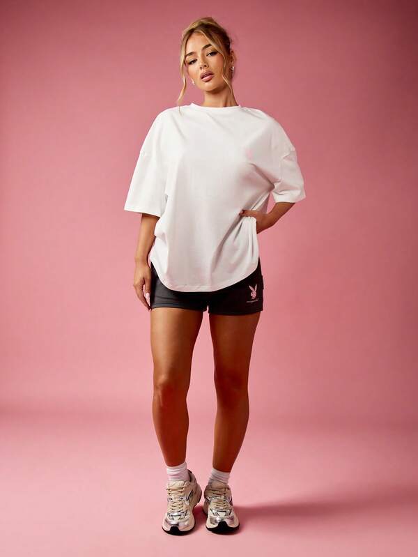 Missguided X Playboy Oversized Classic T-Shirt With Bow Print