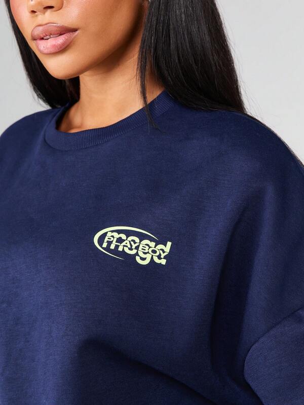 Missguided X Playboy Oversized Crew Neck Sweatshirt With Back Logo Print