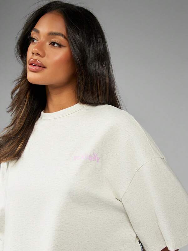 Missguided X Playboy Oversized Cropped Relaxed Fit Casual Comfort T-Shirt