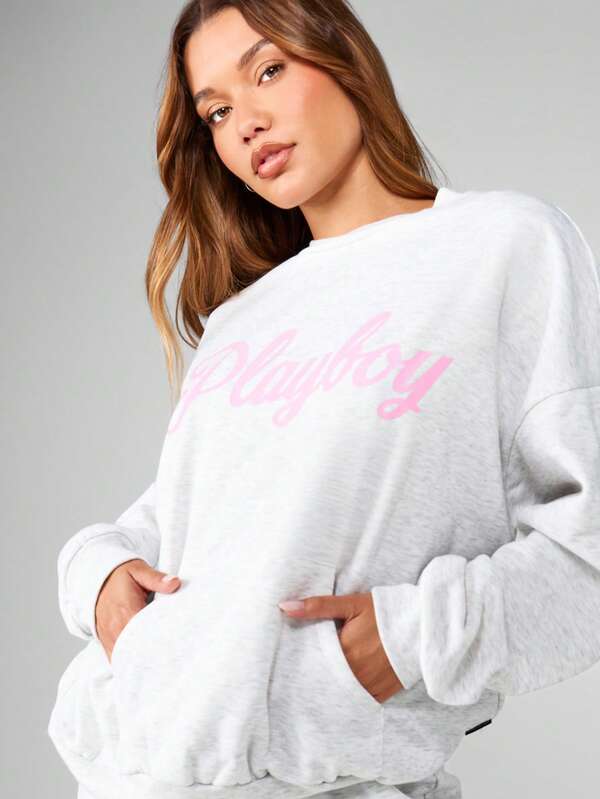 Missguided X Playboy Oversized Graphic Sweatshirt With Bunny Print