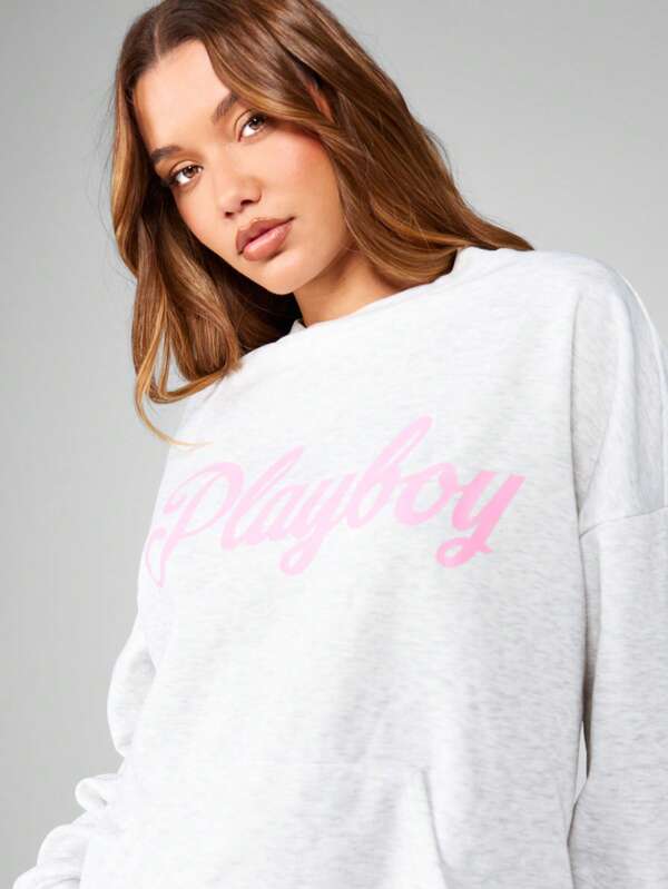 Missguided X Playboy Oversized Graphic Sweatshirt With Bunny Print