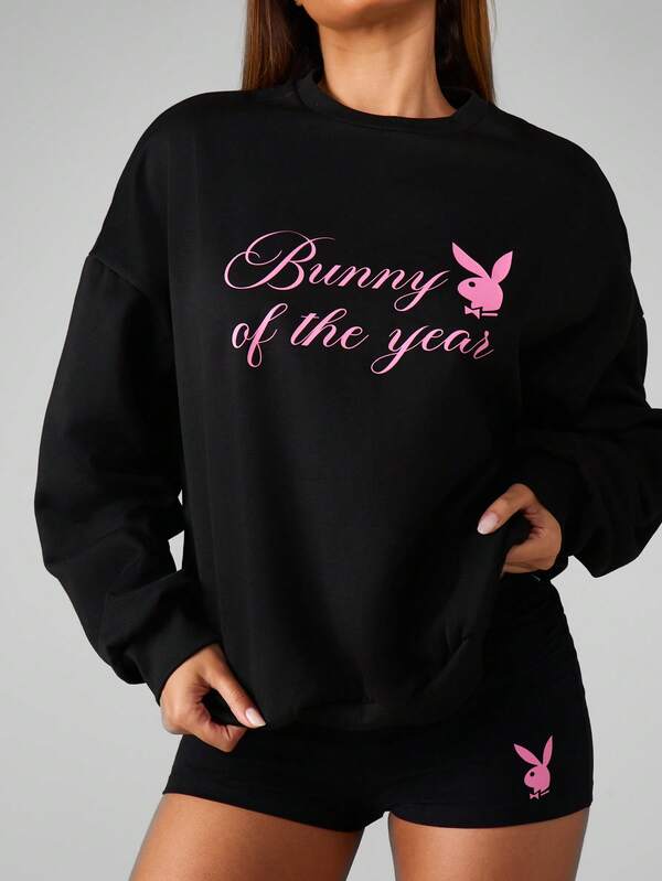 Missguided X Playboy Oversized Graphic Sweatshirt With Bunny Print