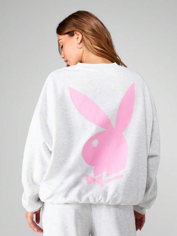 Missguided X Playboy Oversized Graphic Sweatshirt With Bunny Print