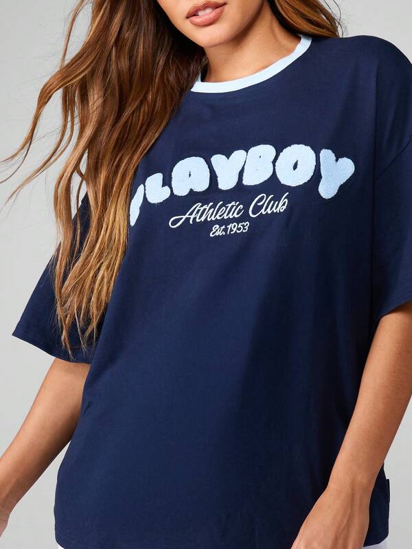 Missguided X Playboy Oversized Graphic Tee With Logo