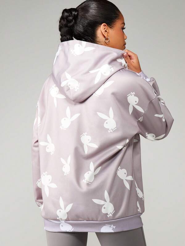 Missguided X Playboy Oversized Hoodie With Bunny Print