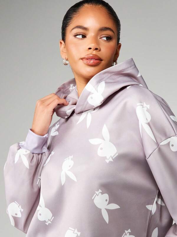 Missguided X Playboy Oversized Hoodie With Bunny Print