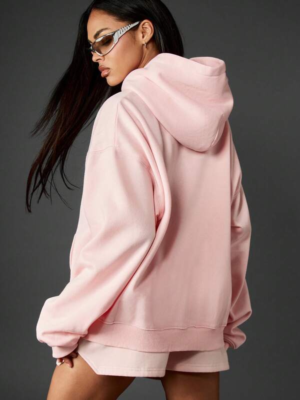 Missguided X Playboy Oversized Hoodie With Metallic Graphic Print