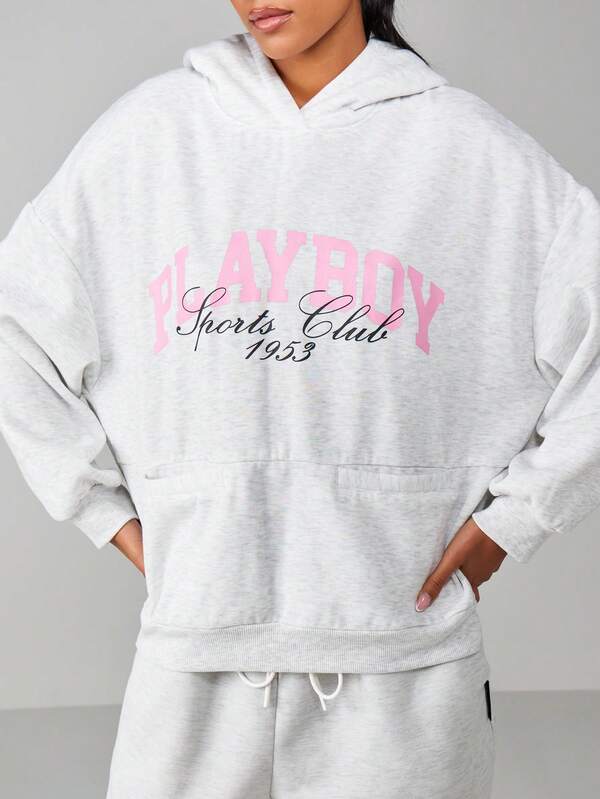 Missguided X Playboy Oversized Hoodie With Sports Club Print