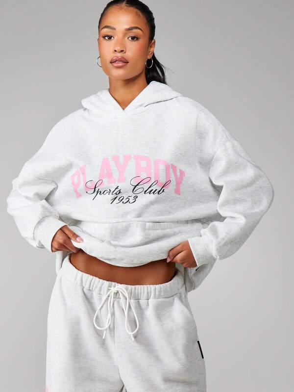 Missguided x Playboy Oversized Hoodie With Sports Club Print
