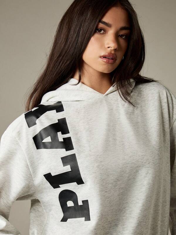 Missguided X Playboy Oversized Logo Print Hoodie With Drawstring