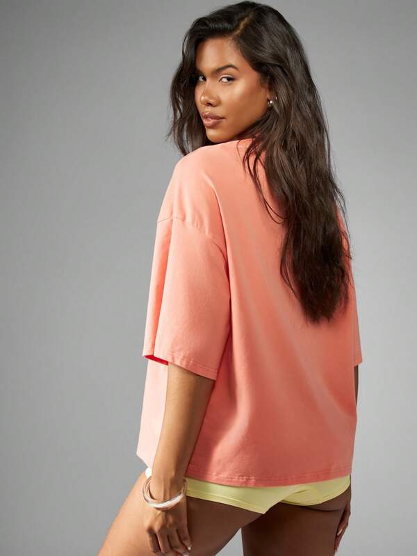 Missguided X Playboy Oversized Logo Short Sleeve Casual T-Shirt