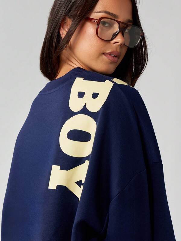 Missguided X Playboy Oversized Logo Sweatshirt With Long Sleeves