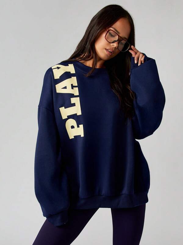 Missguided x Playboy Oversized Logo Sweatshirt With Long Sleeves