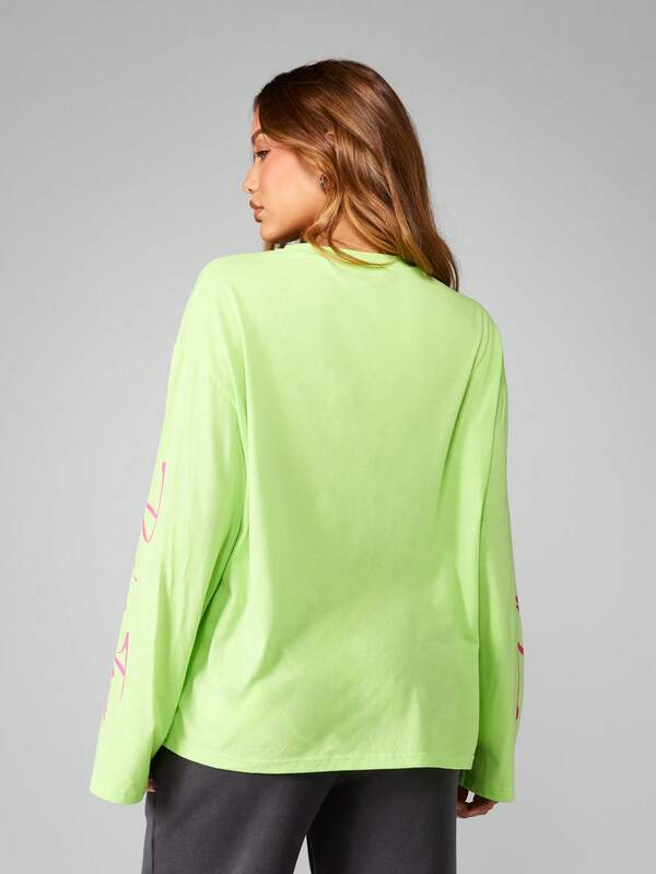 Missguided X Playboy Oversized Long Sleeve Racing Graphic Tee