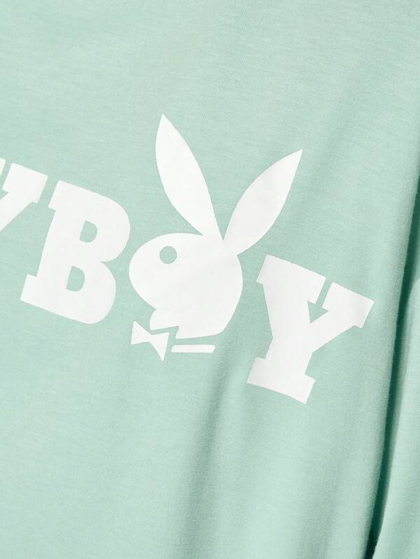 Missguided X Playboy Oversized Long Sleeve T-Shirt With Logo Print