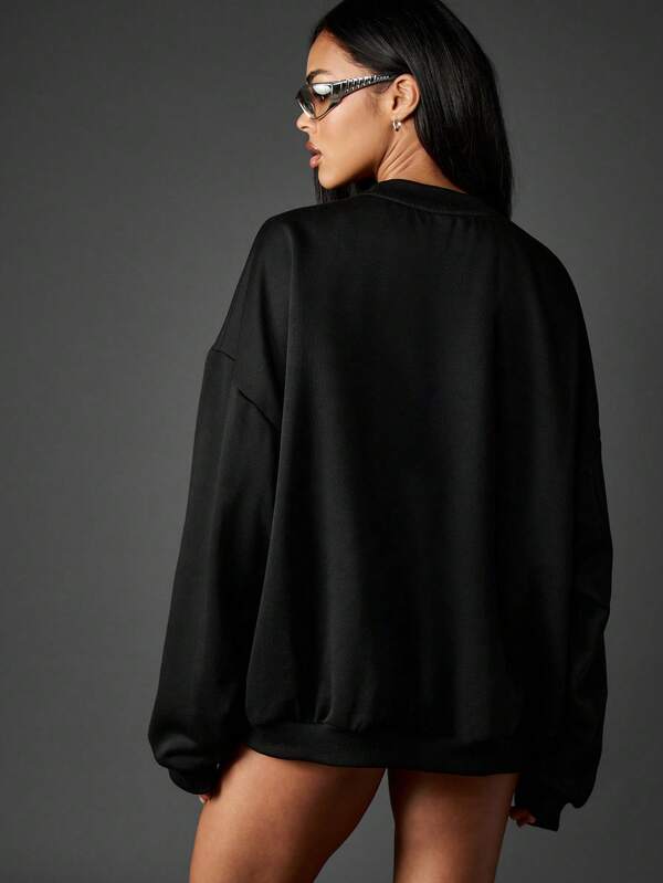 Missguided X Playboy Oversized Metallic Graphic Crew Neck Sweatshirt