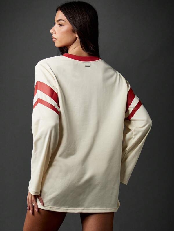 Missguided X Playboy Oversized Mini Dress With Long Sleeves And Varsity Design