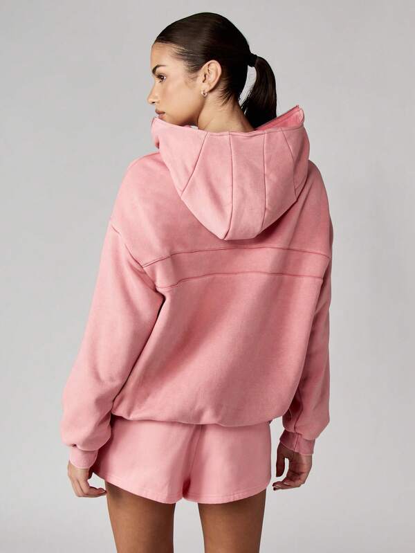 Missguided X Playboy Oversized Quarter Zip Hooded Sweatshirt With Centre Pocket