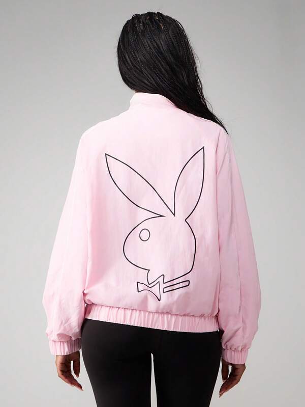 Missguided X Playboy Oversized Quarter Zip Pullover Jacket
