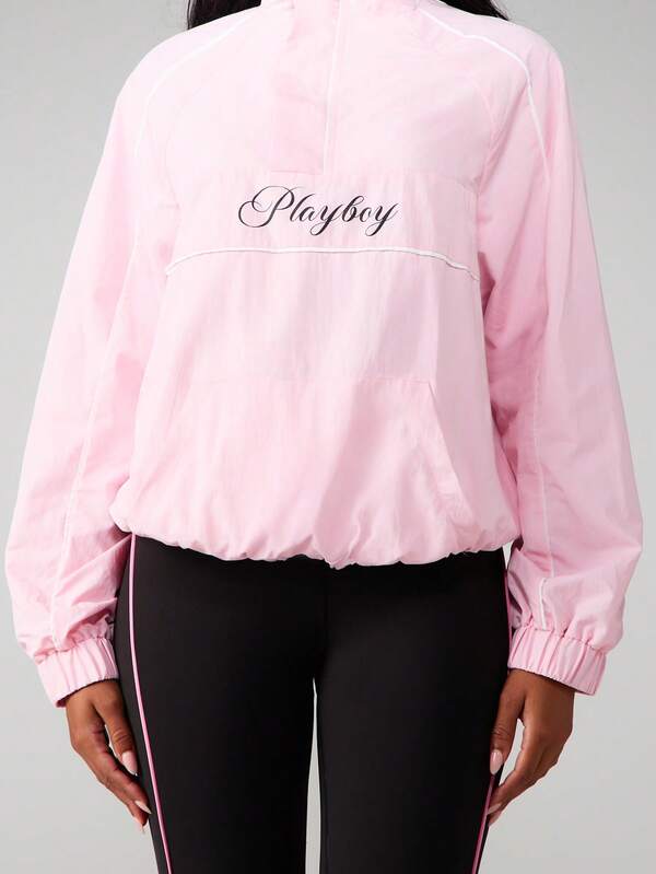 Missguided X Playboy Oversized Quarter Zip Pullover Jacket