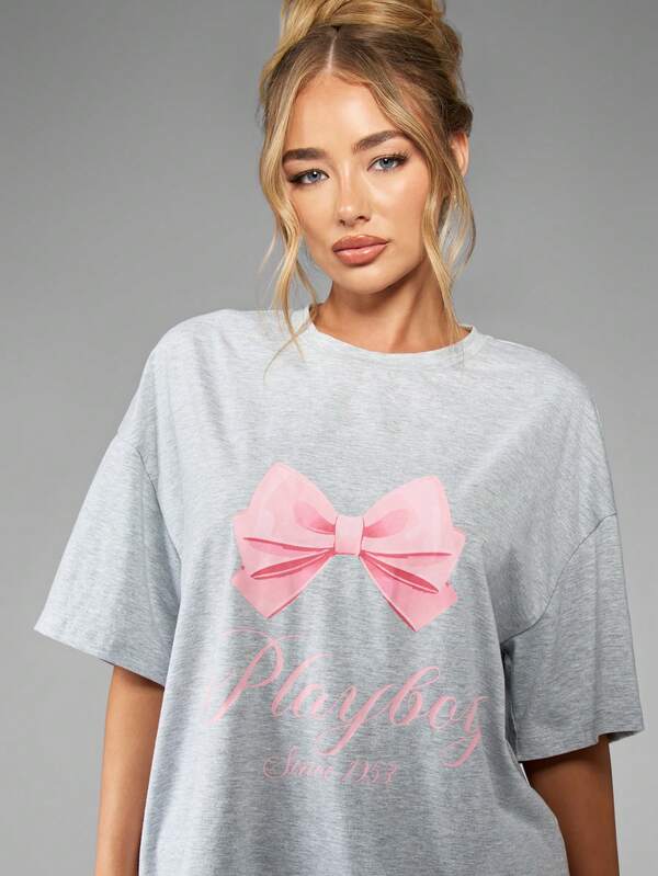 Missguided X Playboy Oversized Retro Graphic Print T-Shirt