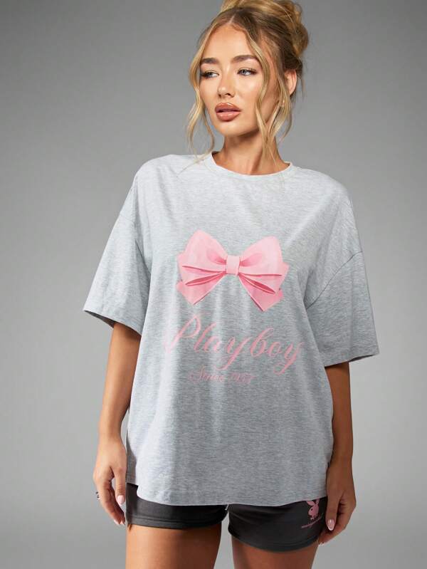 Missguided x Playboy Oversized Retro Graphic Print T-Shirt