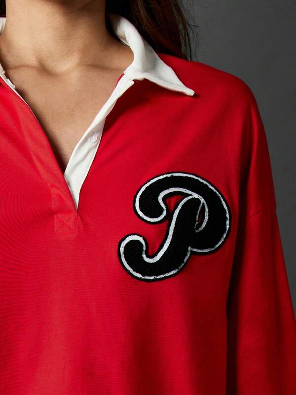 Missguided X Playboy Oversized Rugby Top With Collared Neckline And Bunny Print