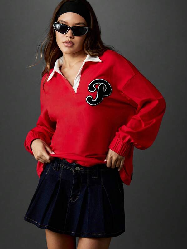 Missguided x Playboy Oversized Rugby Top With Collared Neckline And Bunny Print
