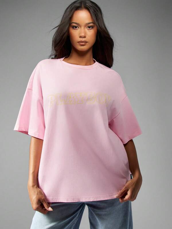 Missguided X Playboy Oversized Short Sleeve Cotton Bunny Graphic T-Shirt
