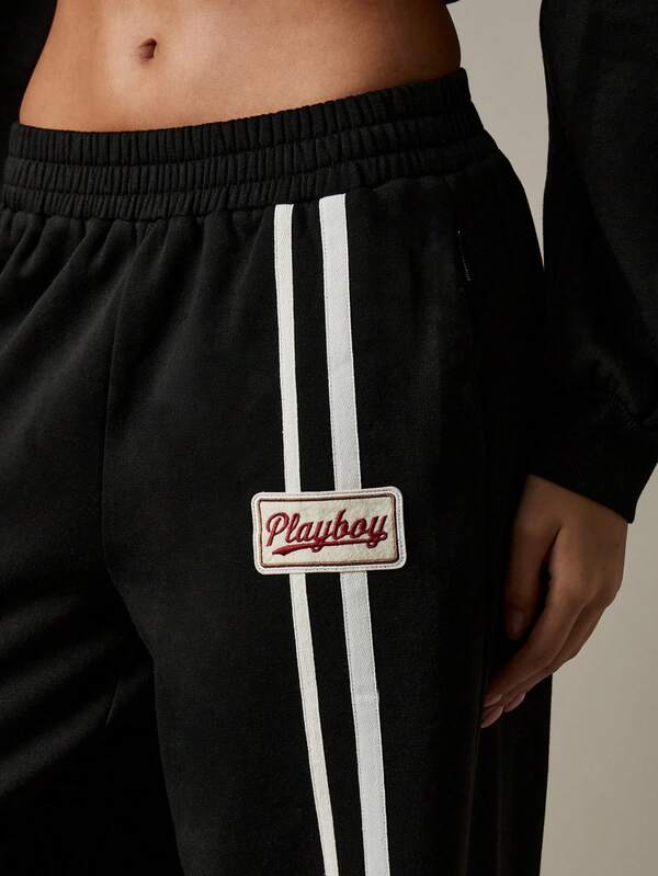Missguided X Playboy Oversized Striped Wide Leg Joggers