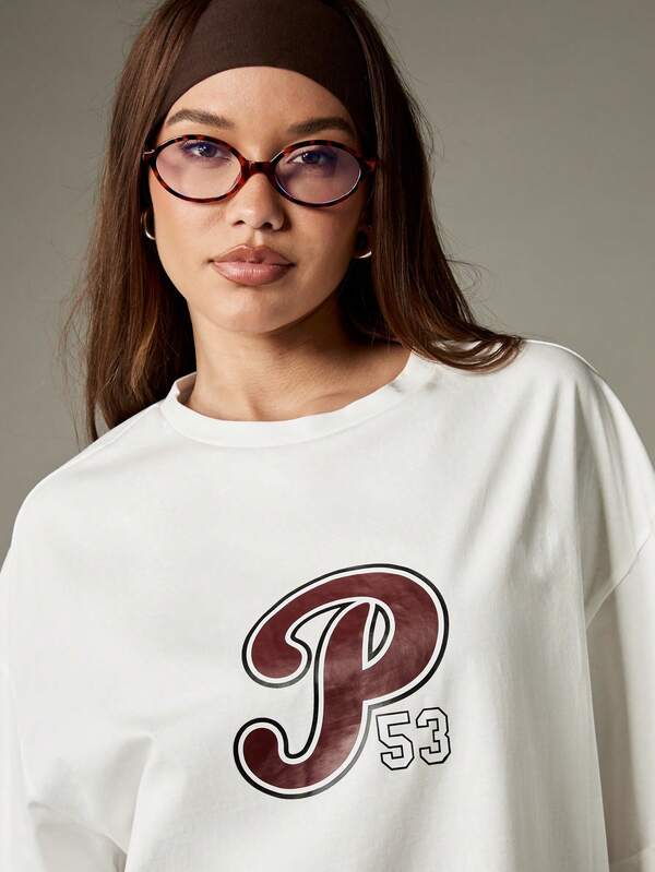 Missguided X Playboy Oversized T-Shirt With Varsity Logo And Bunny Print