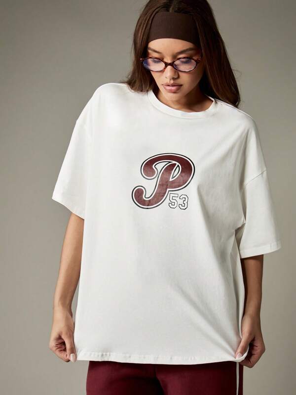 Missguided x Playboy Oversized T-Shirt With Varsity Logo And Bunny Print